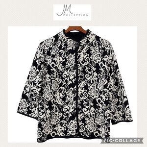 JM Collection black white mandarine collar blazer